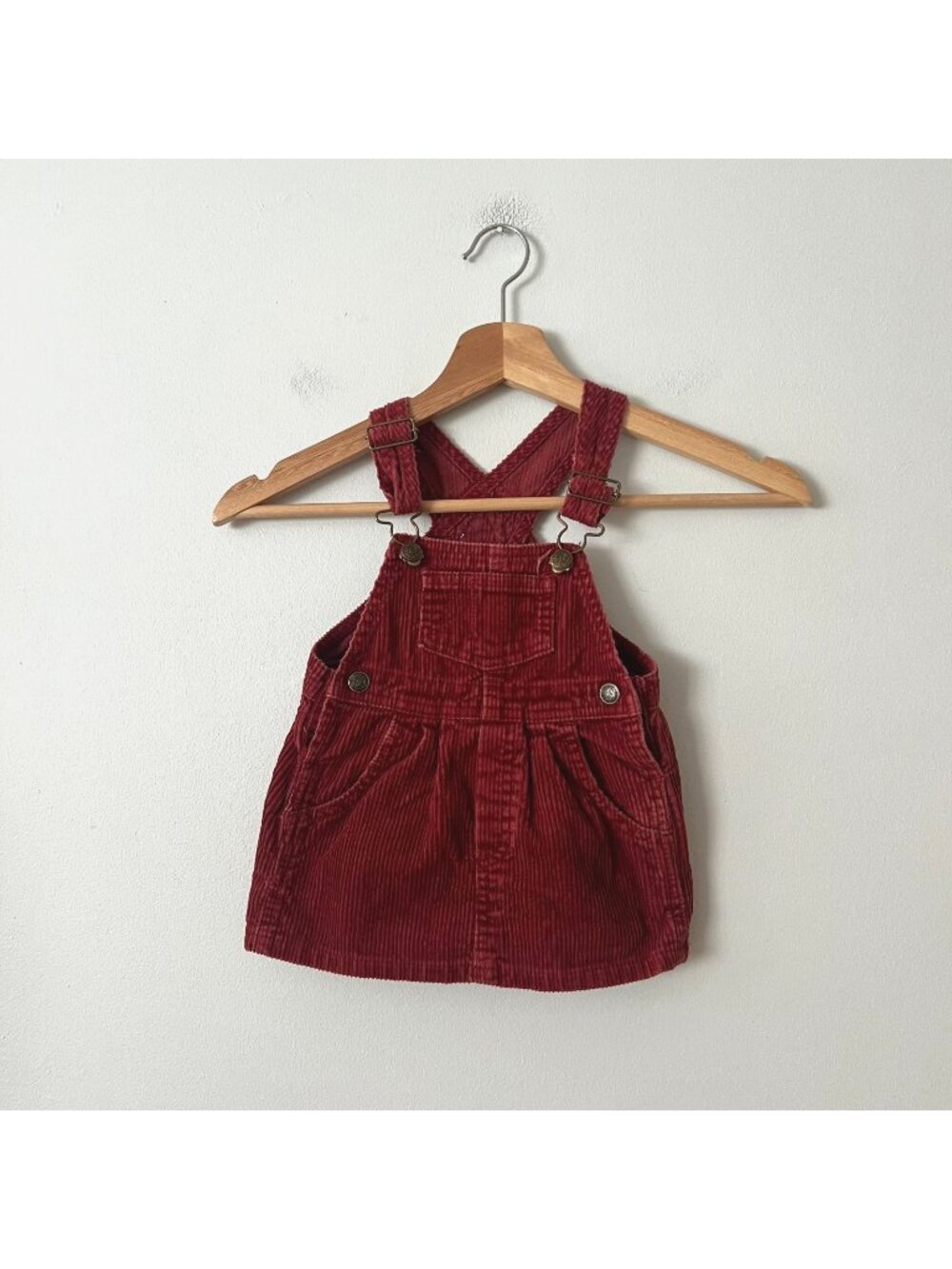 Baby GAP Rust Red Brown Corduroy Bib Overall Jumper Dress Size 6-12 Months